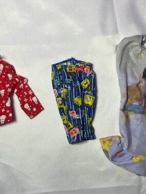 Y2K Barbie Nightgown PJ Lot SpongeBob Pants Christmas Top Vintage 2000s